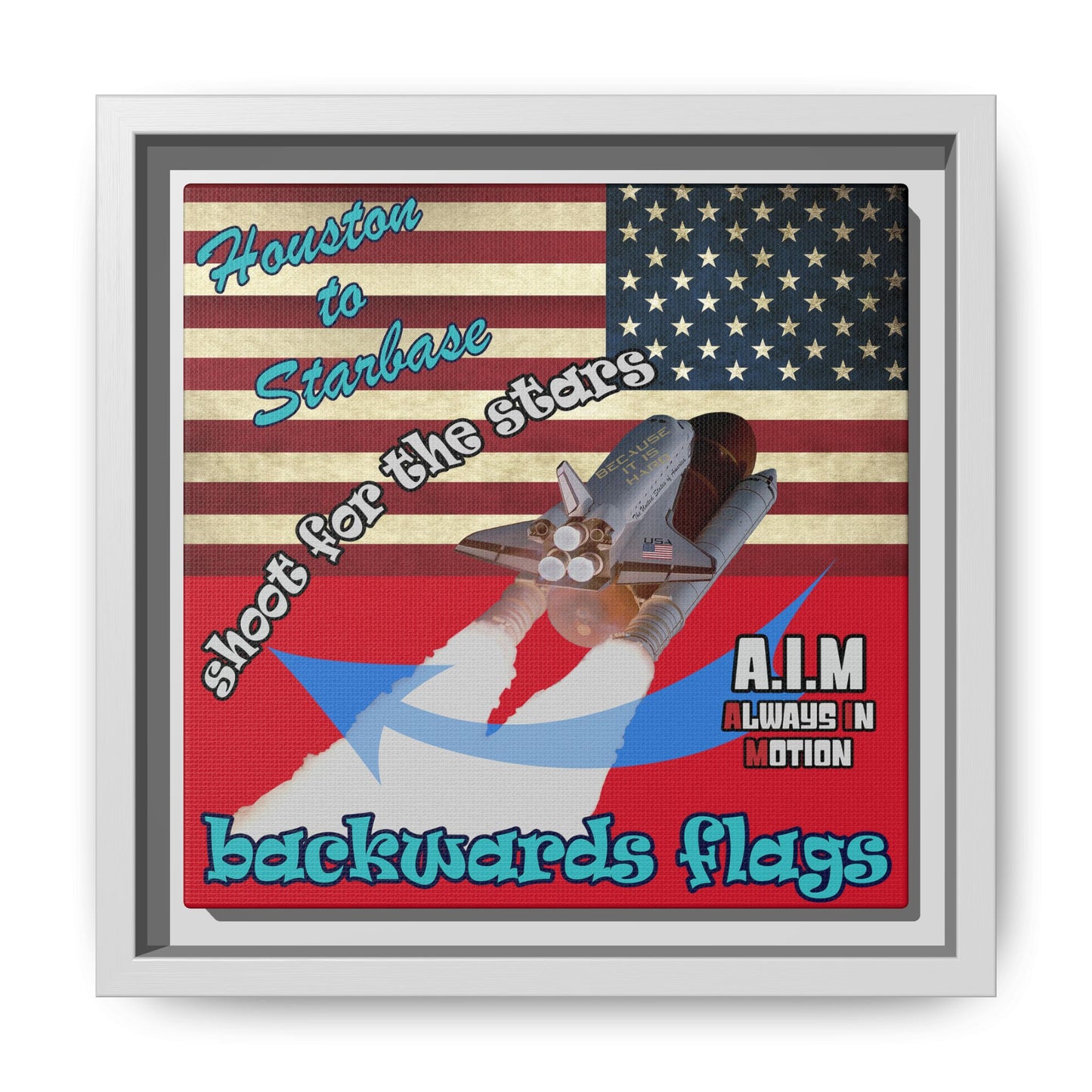 shoot for the stars - framed canvas art (dark red)