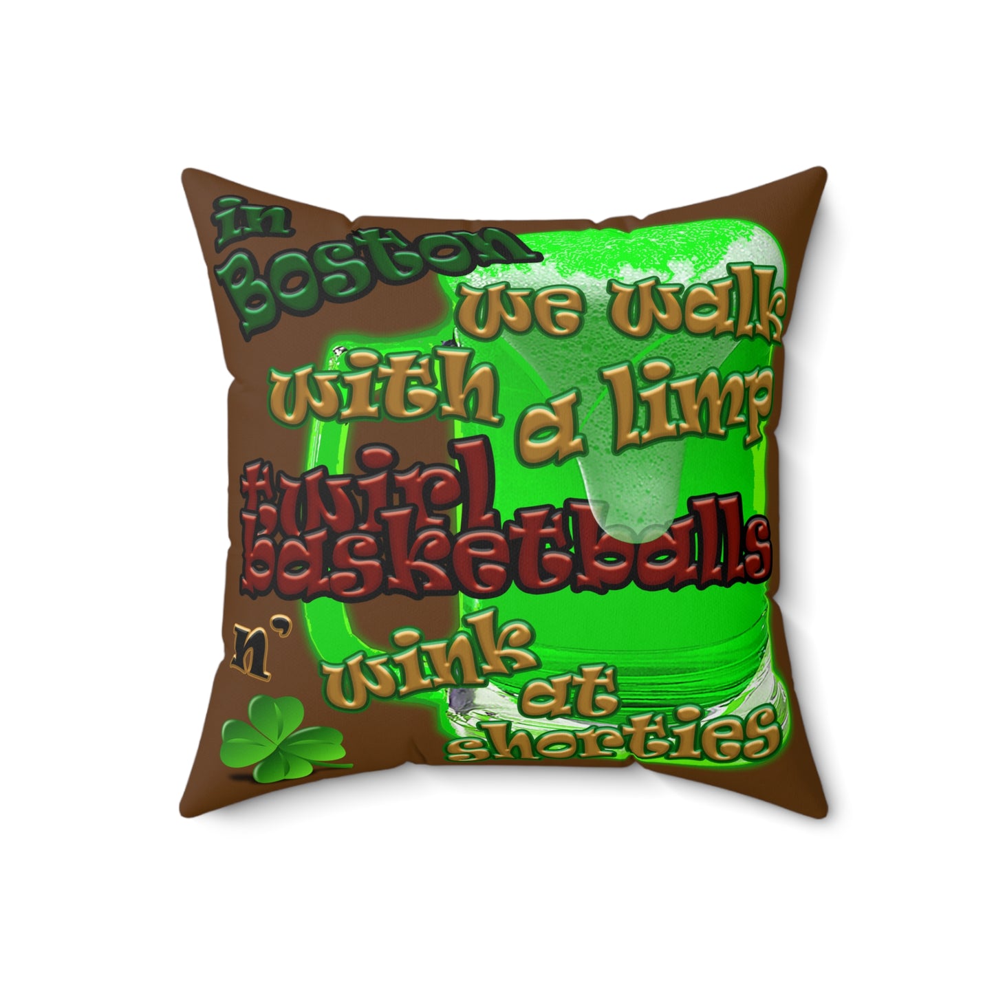 celtics logo - Spun Polyester Square Pillow - (brown)