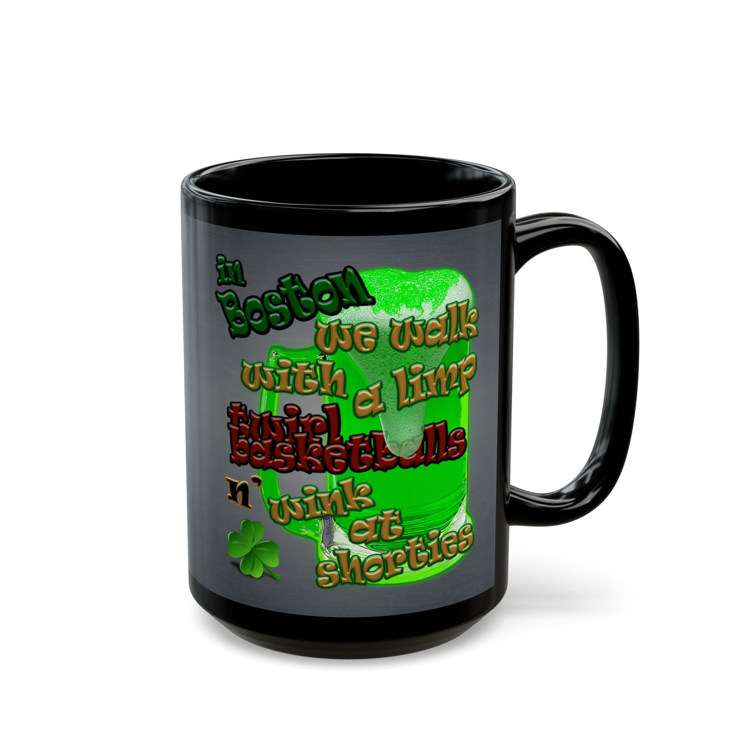celtics logo - Black Mug (grey-light grey)