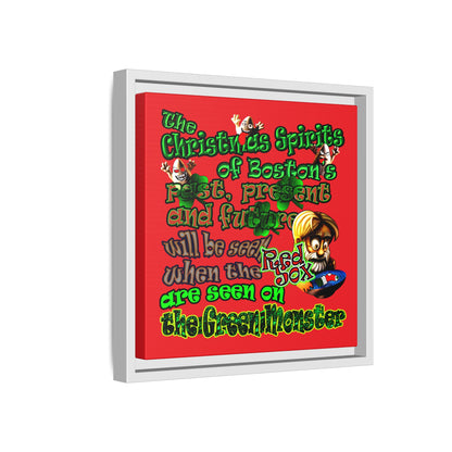 christmas spirits of boston - framed canvas art (red)