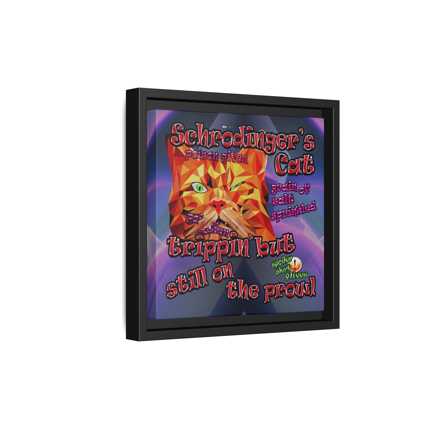 schrodinger's cat - framed canvas art (grey-pink wave)