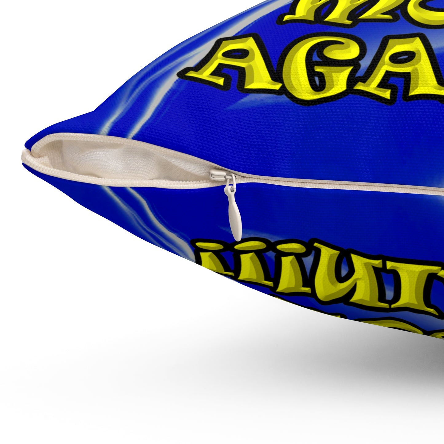 shoot the moon again - Spun Polyester Square Pillow - (blue-white wave)