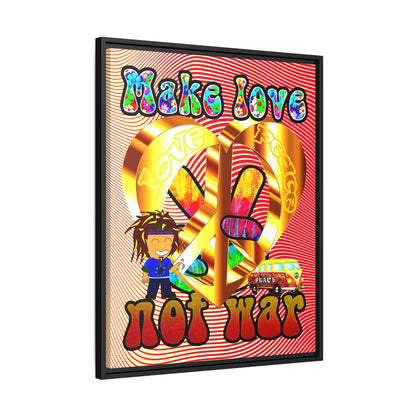 love peace - framed canvas art (yellow-orange wave)