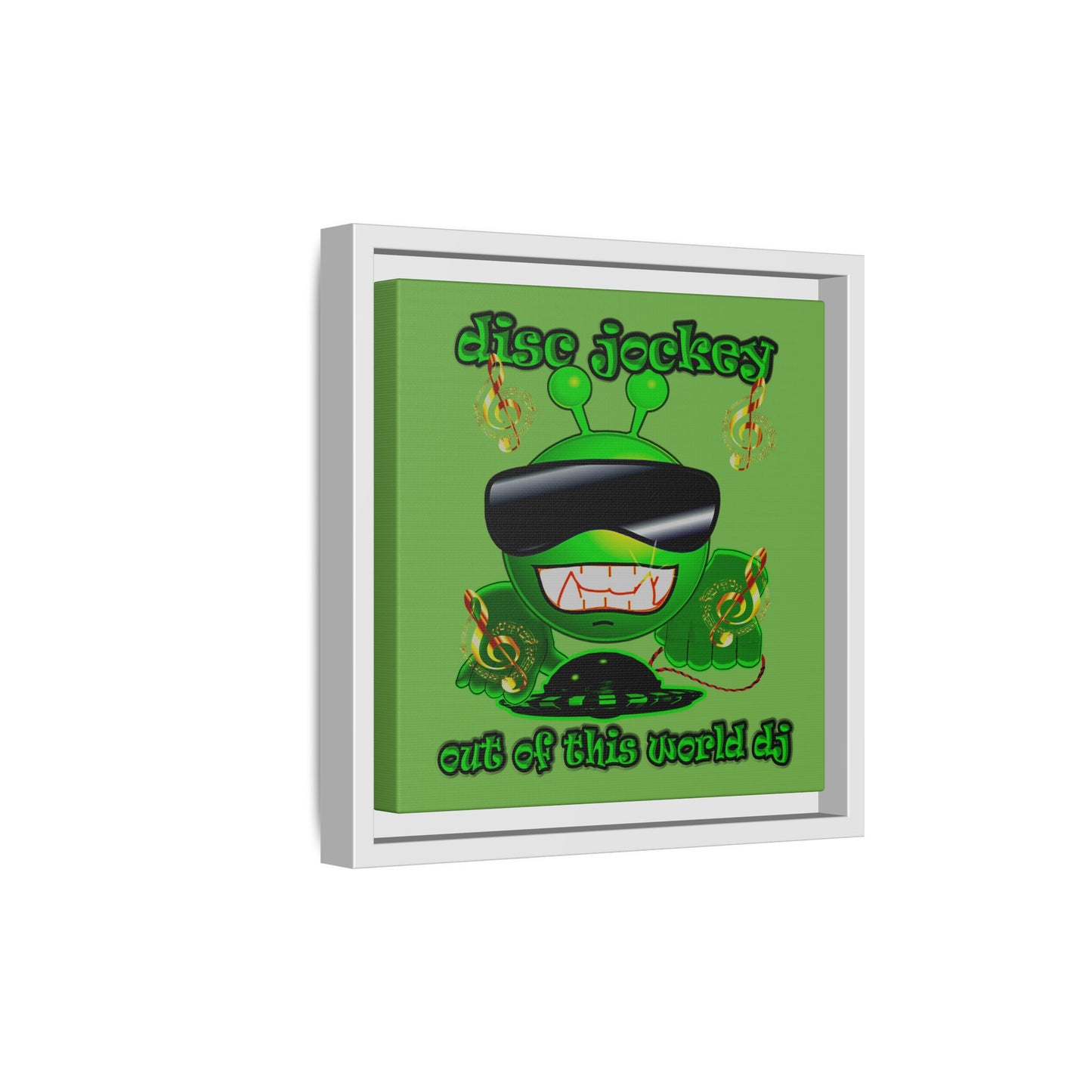 disc jockey - framed canvas art (green)