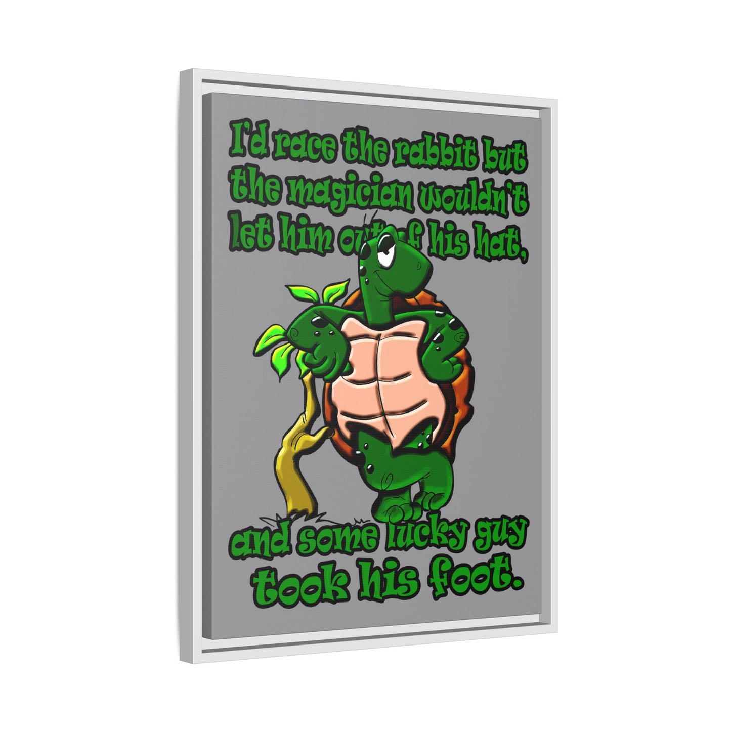 turtle race - framed canvas art (grey)