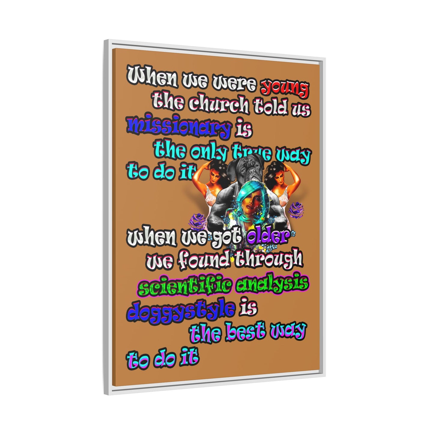 doggystyle - framed canvas art (light brown)