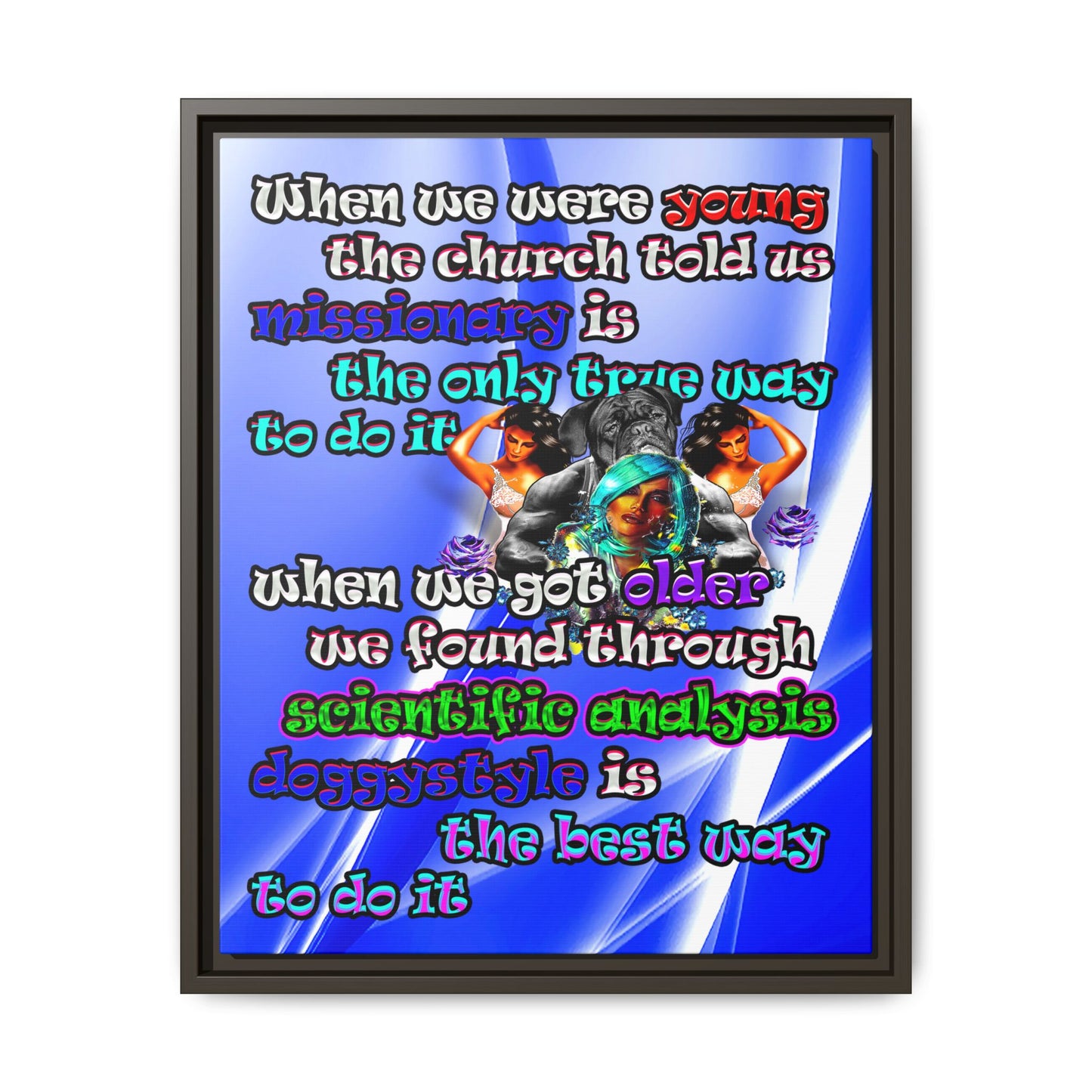 doggystyle - framed canvas art (blue-white wave)