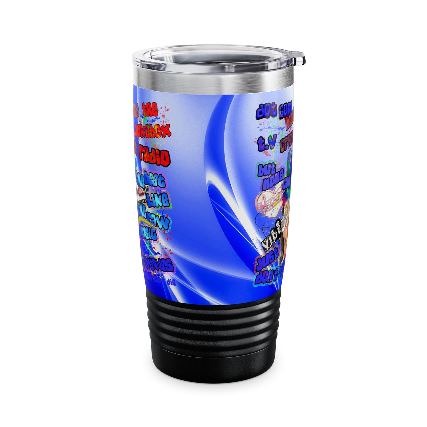 drop the beat - Ringneck Tumbler, 20oz  (blue-white wave)