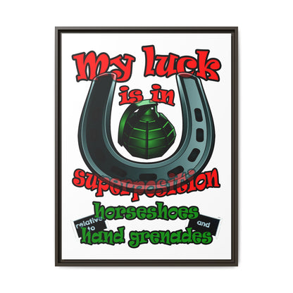 my luck - framed canvas art (white)