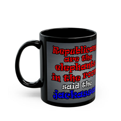 donkeys and elephants - Black Mug (grey-light grey)
