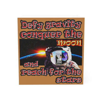 defy conquer reach - note cube (light brown)