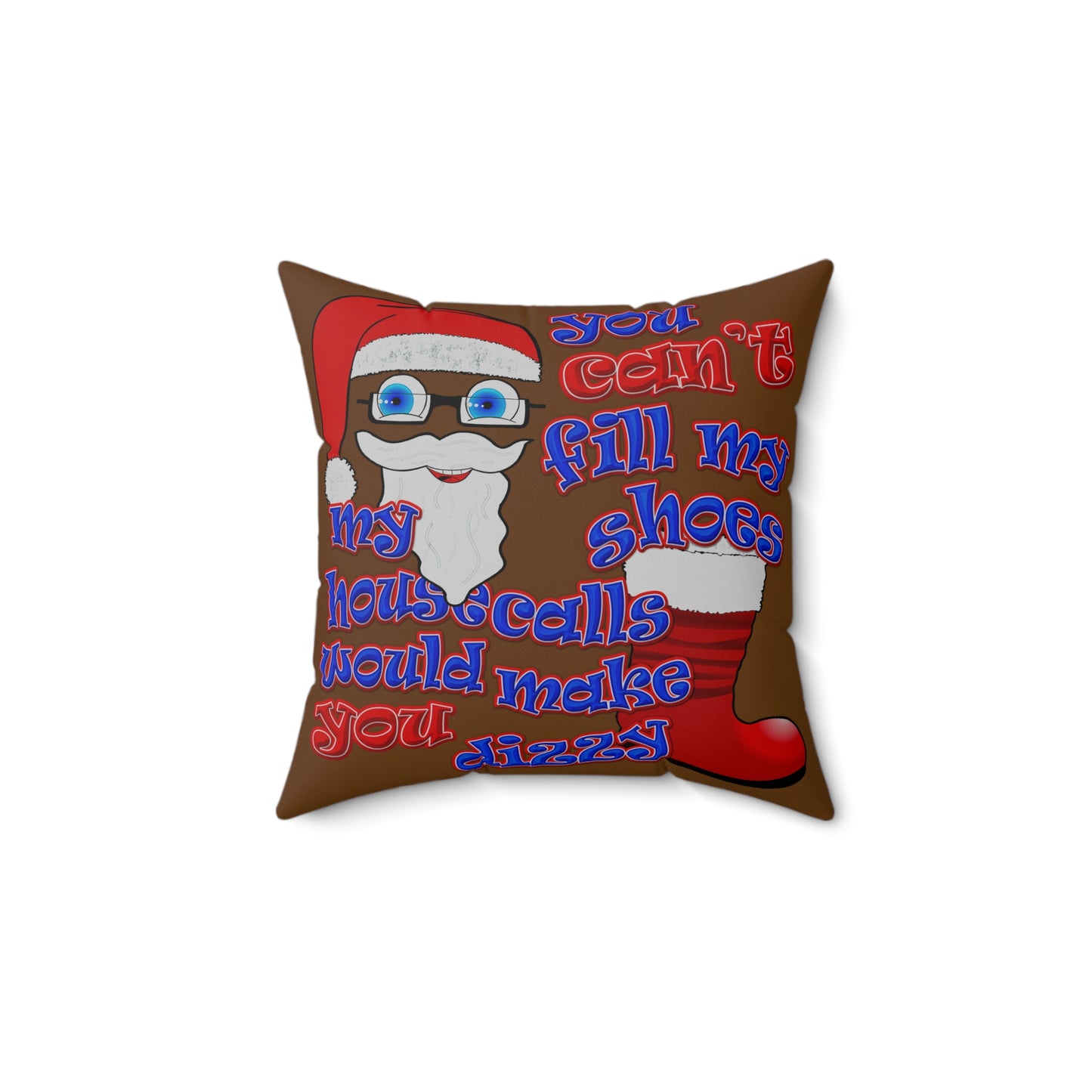 santa's shoes - Spun Polyester Square Pillow - (brown)