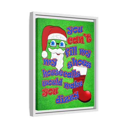 santa's shoes - framed canvas art (green turf)
