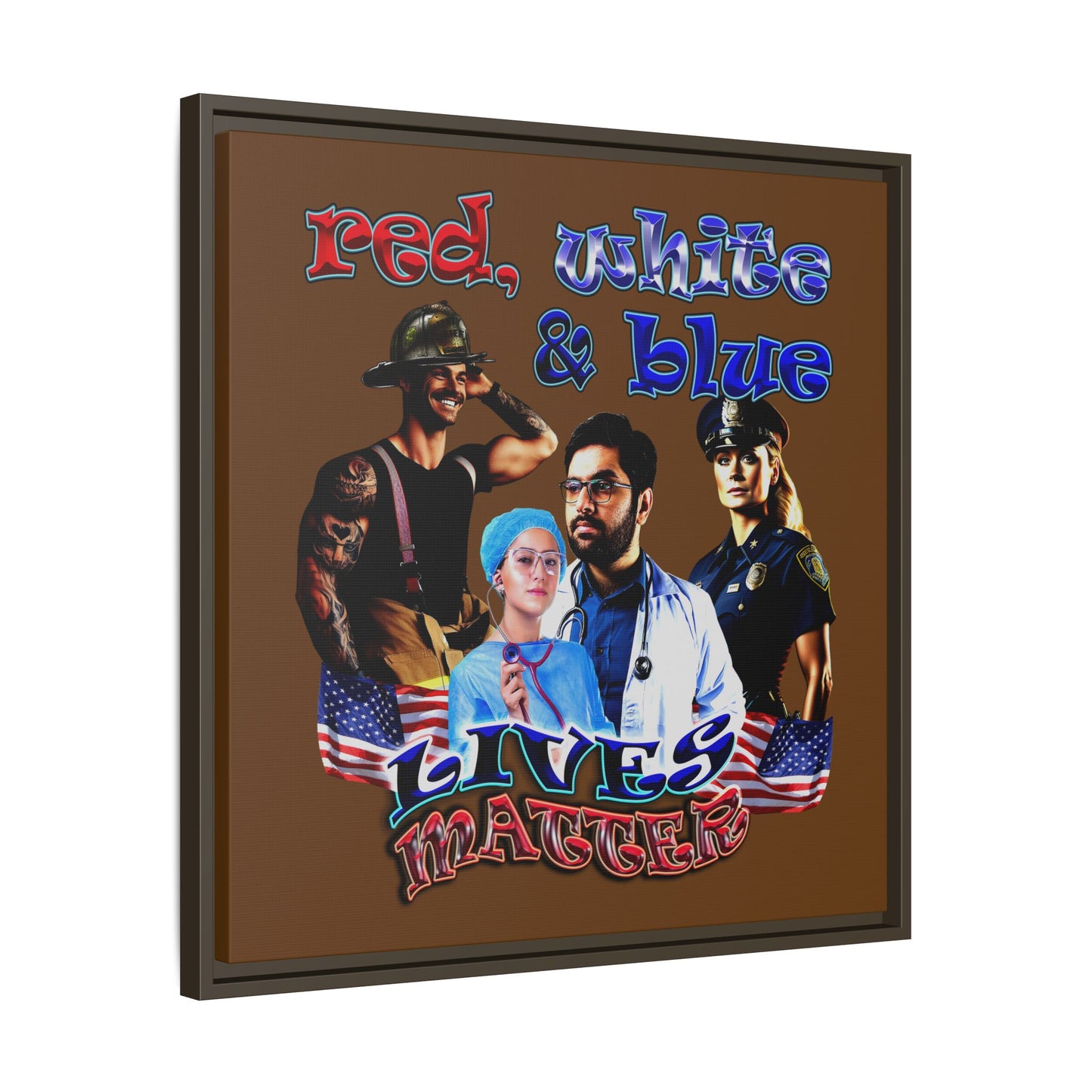 rw&b lives matter - framed canvas art (brown)