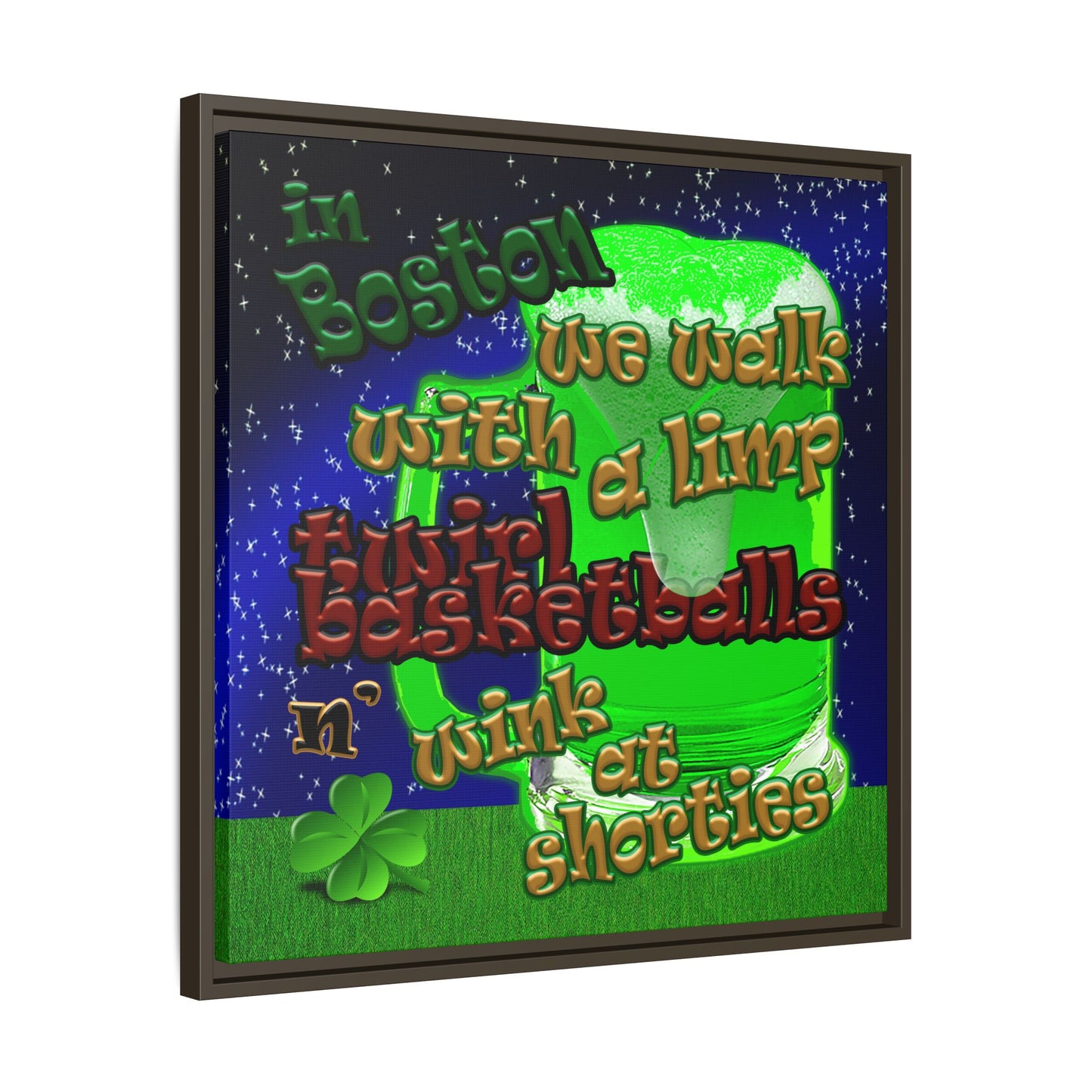 celtics logo - framed canvas art ('snoops' background)