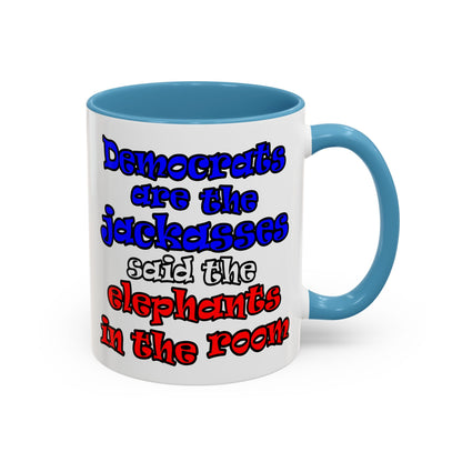 donkeys and elephants - Accent Mug (white)