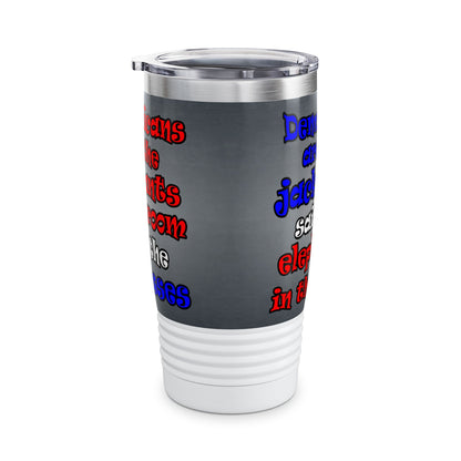 donkeys and elephants - Ringneck Tumbler, 20oz (grey-light grey)