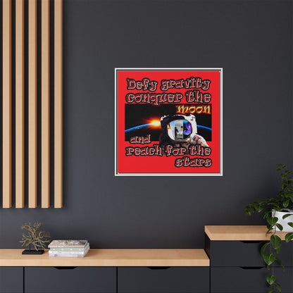 defy conquer reach - framed canvas art (red)