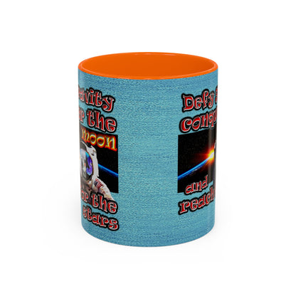 defy conquer reach - Accent Mug (faded blue)