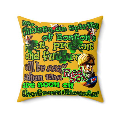 christmas spirits of boston - Spun Polyester Square Pillow - (yellow)