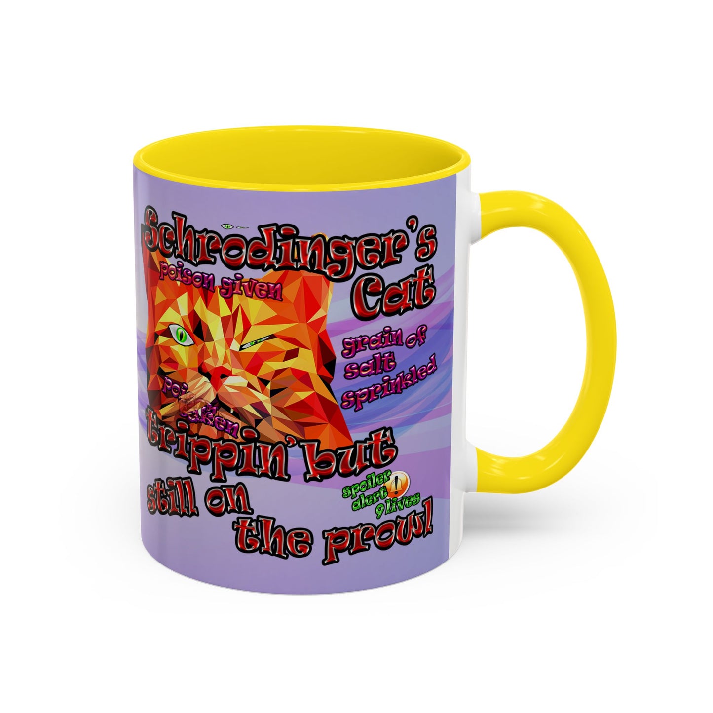 schrodinger's cat - Accent Mug (light blue-pink wave)