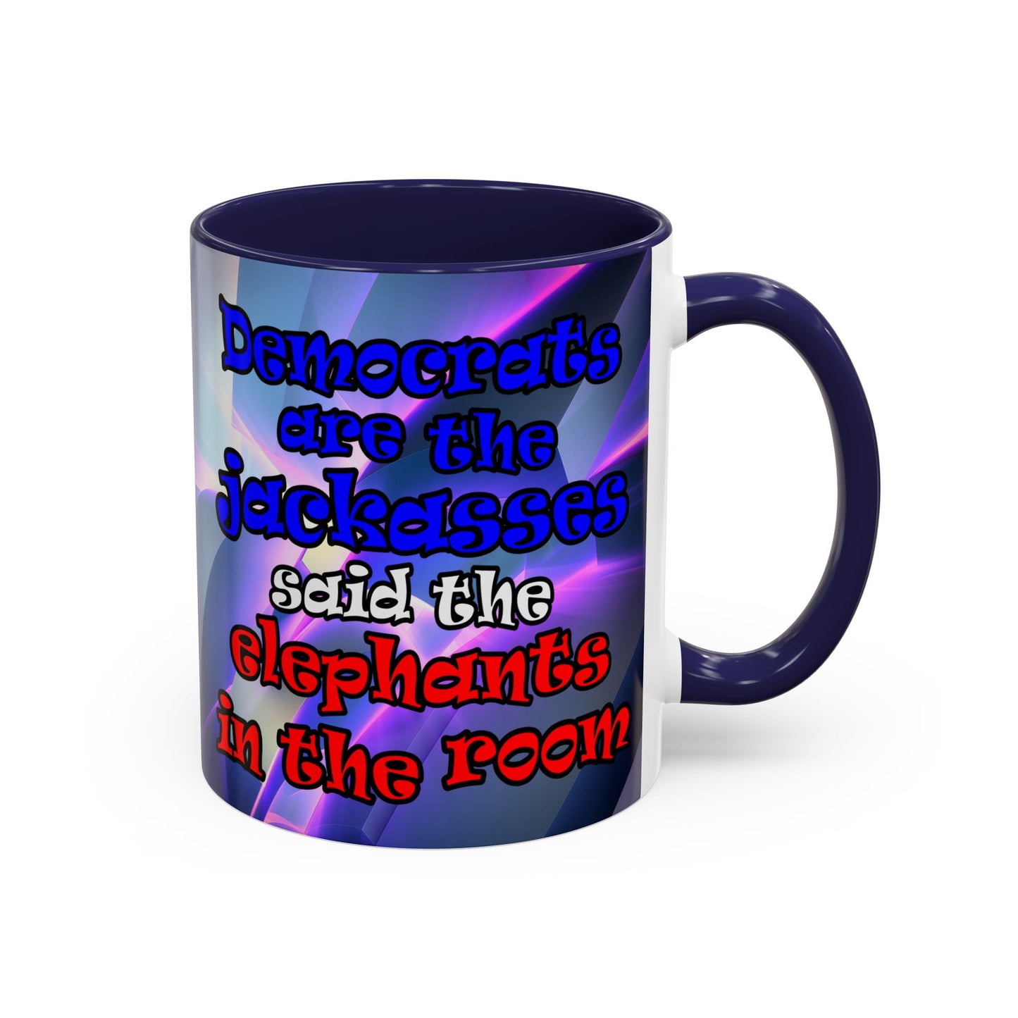 donkeys and elephants - Accent Mug (grey-pink wave)
