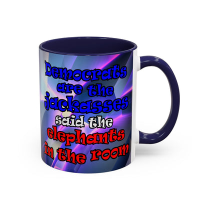 donkeys and elephants - Accent Mug (grey-pink wave)