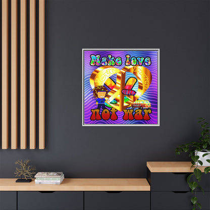 love peace - framed canvas art (purple wave)