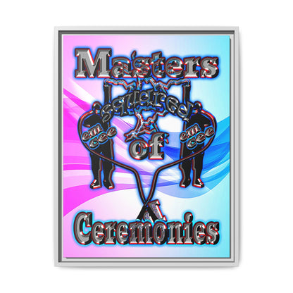 em cee squared - framed canvas art (light blue-pink wave)