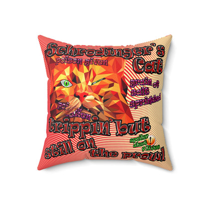 schrodinger's cat - Spun Polyester Square Pillow - (yellow-orange wave)