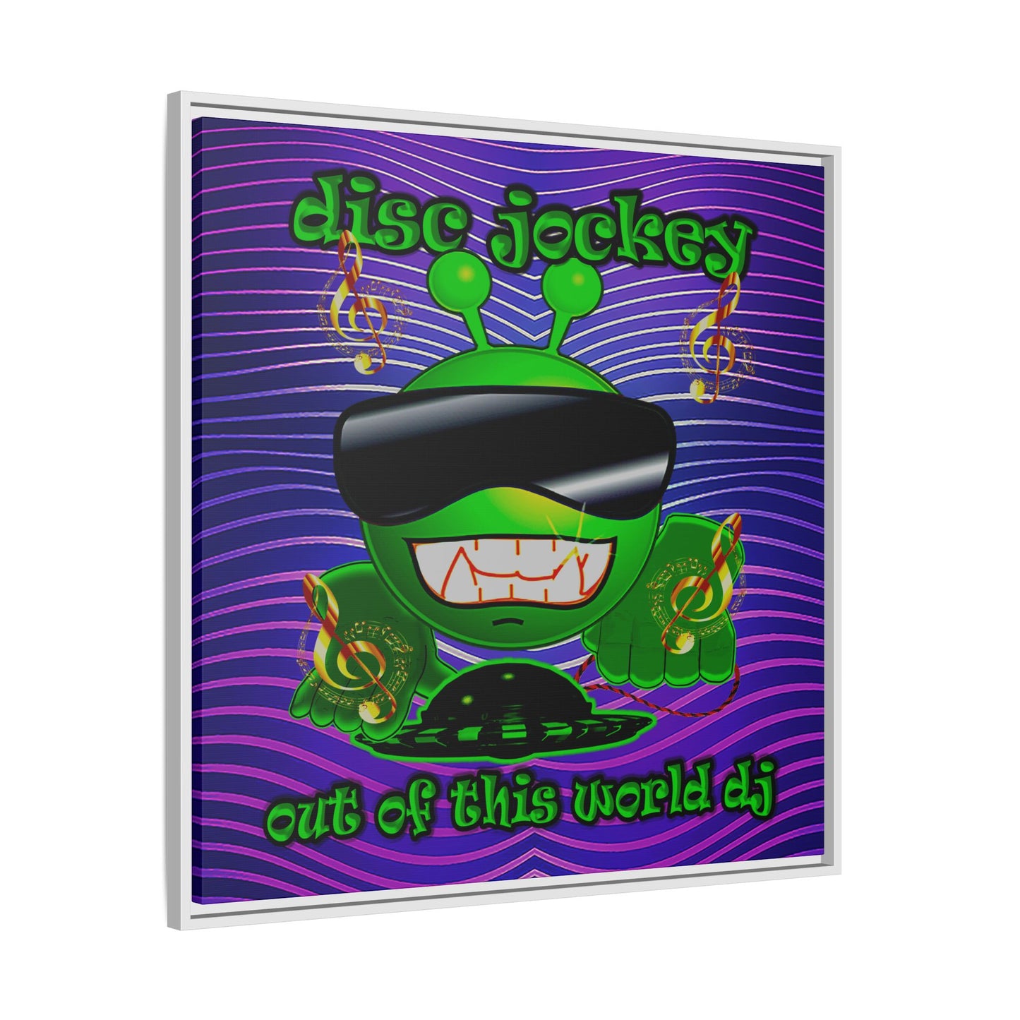 disc jockey - framed canvas art (purple wave)