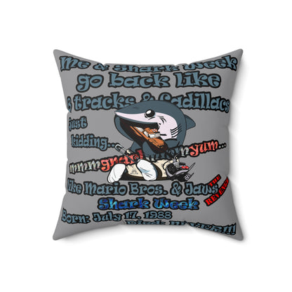 shark week - Spun Polyester Square Pillow - (grey)