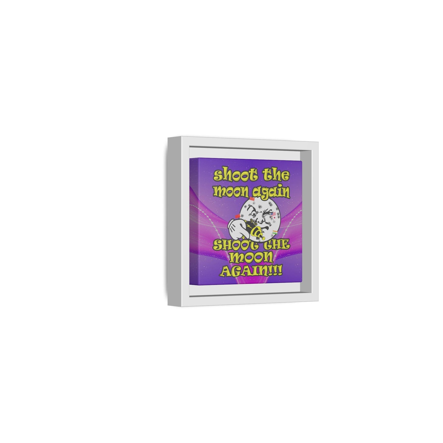 shoot the moon again - framed canvas art (purple-pink wave)