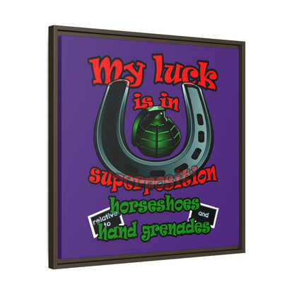 my luck - framed canvas art (purple)