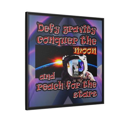 defy conquer reach - framed canvas art (grey-pink wave)