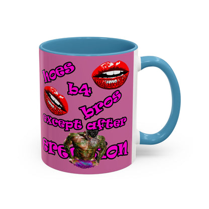 hoes b4 bros - Accent Mug (light pink)