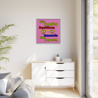 popping like popcorn - framed canvas art (light pink)