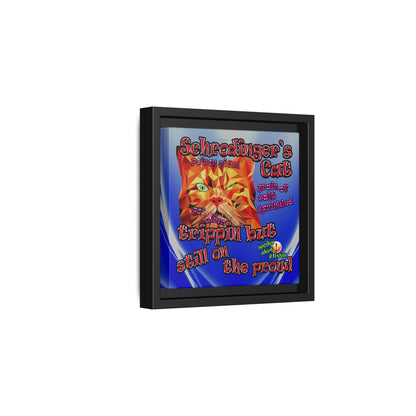 schrodinger's cat - framed canvas art (blue-white wave)