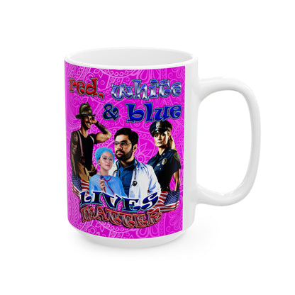 rw&b lives matter - White Mug (pink swirl)
