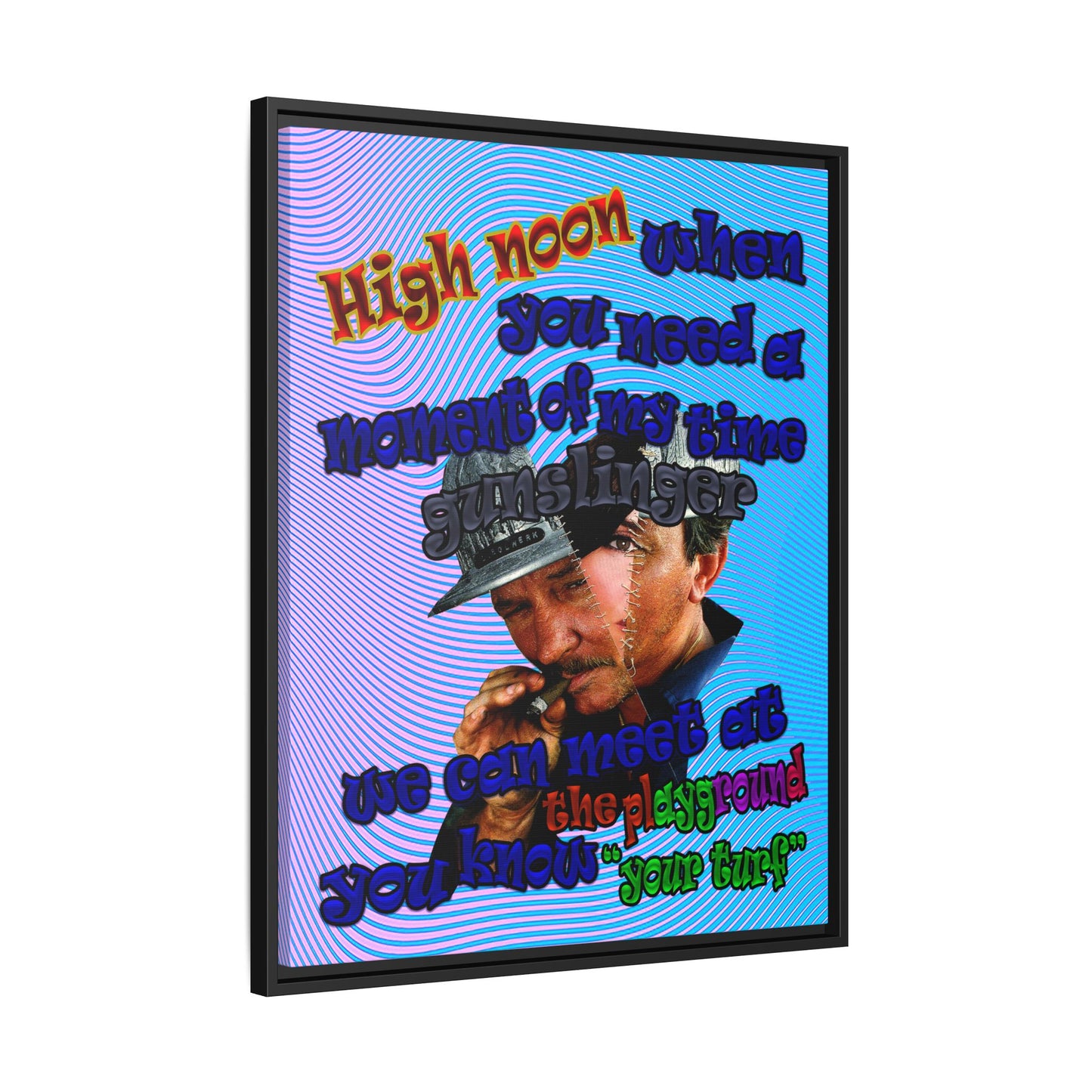 high noon - framed canvas art (light blue-purple wave)