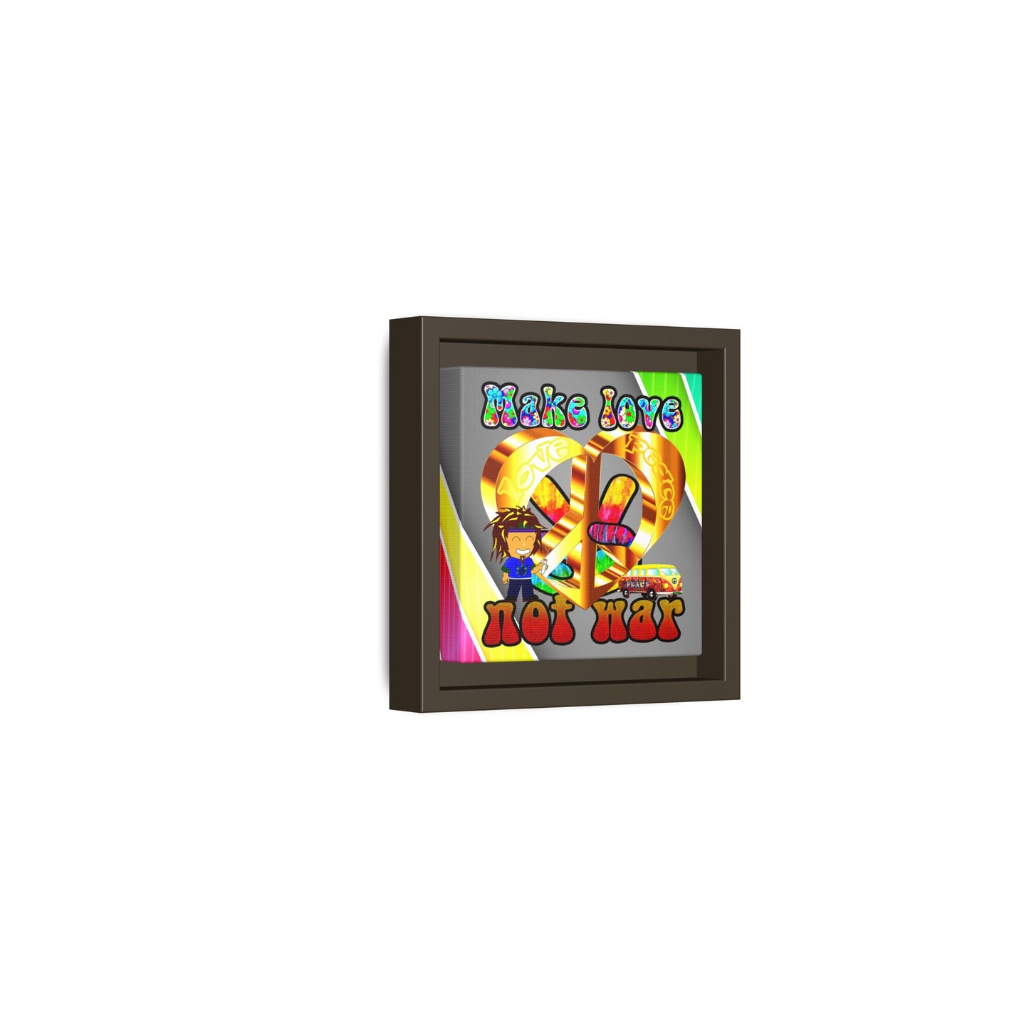 love peace - framed canvas art (rainbow split)