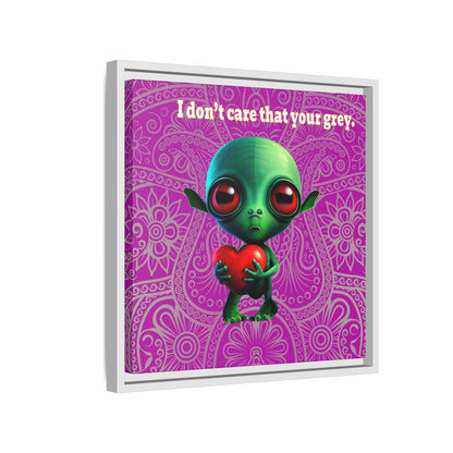 I don't care that your grey - framed canvas art (pink swirl)