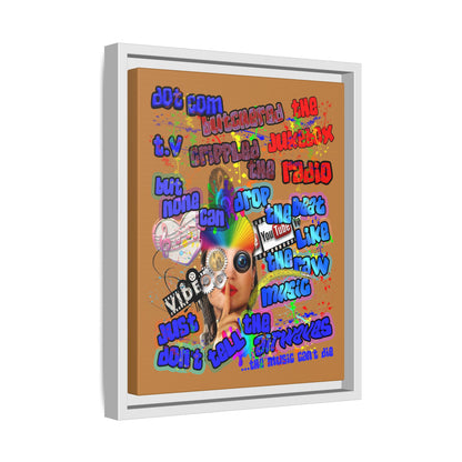 drop the beat - framed canvas art (light brown)