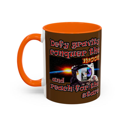 defy conquer reach - Accent Mug (brown)