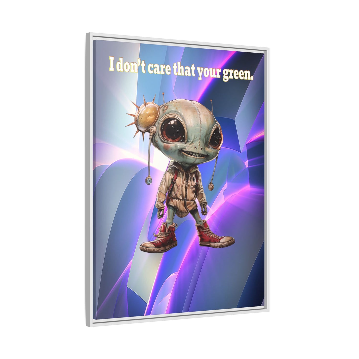 I don't care that your green - framed canvas art (grey-pink wave)
