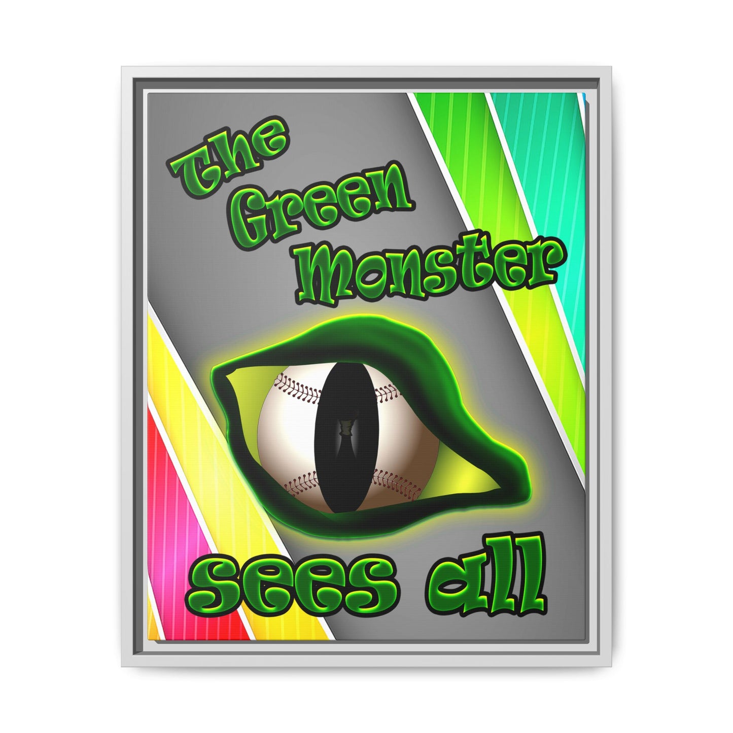 green monster - framed canvas art (rainbow split)