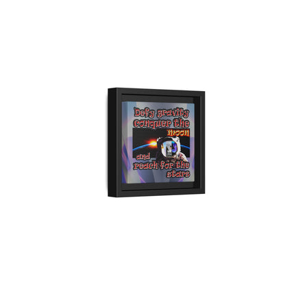 defy conquer reach - framed canvas art (grey-pink wave)