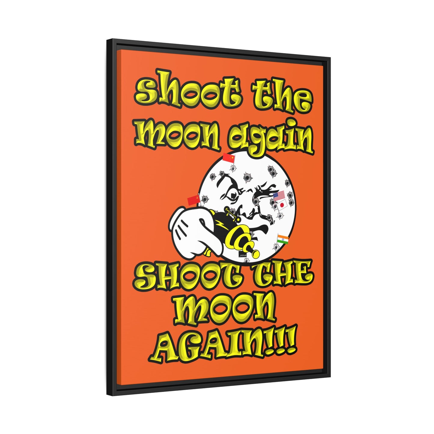 shoot the moon again - framed canvas art (orange)