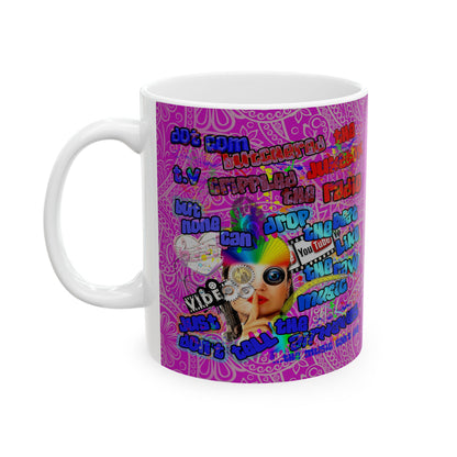 drop the beat - White Mug (pink swirl)
