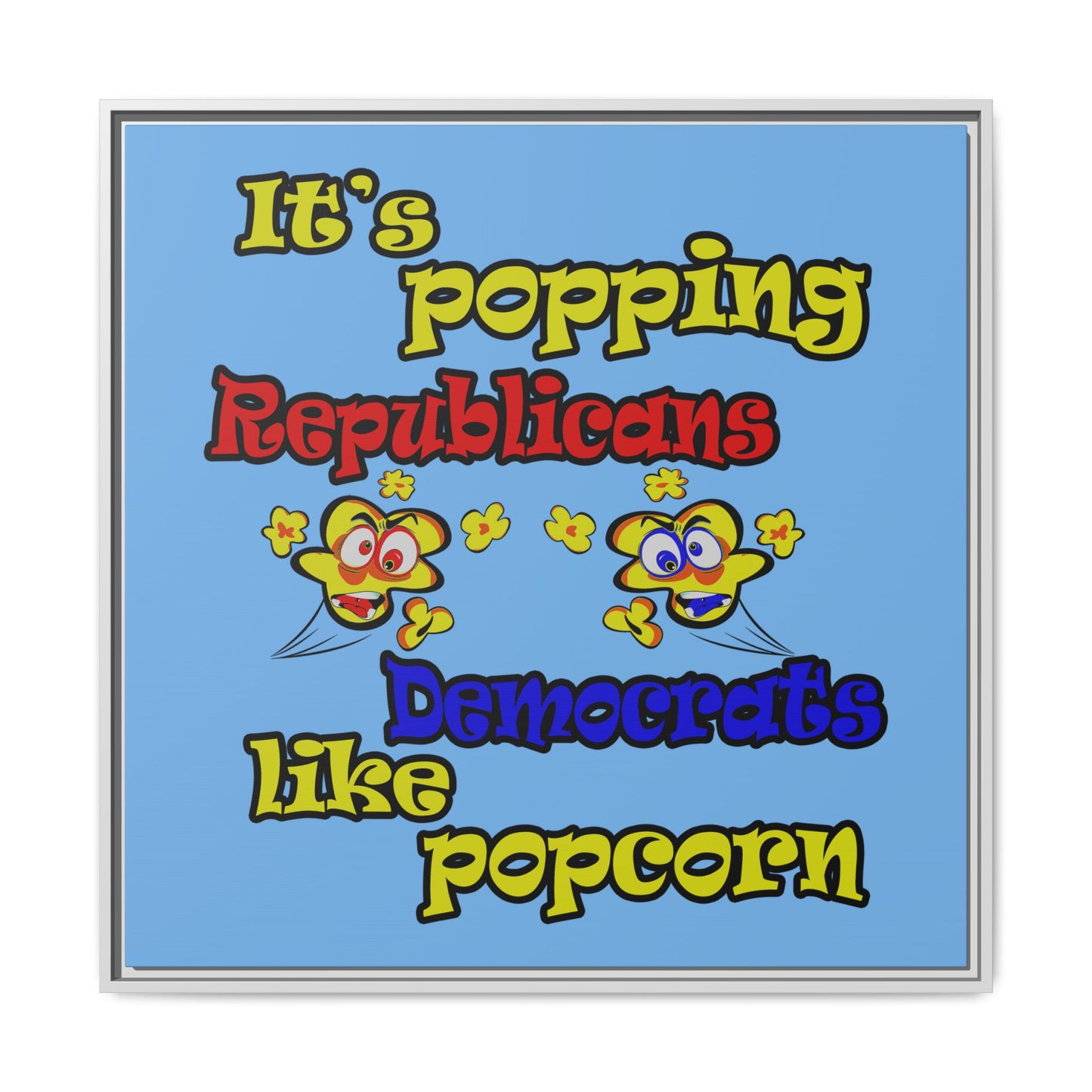 popping like popcorn - framed canvas art (light blue)
